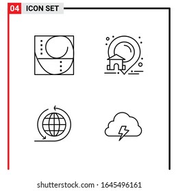 4 General Icons for website design print and mobile apps. 4 Outline Symbols Signs Isolated on White Background. 4 Icon Pack.