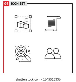 4 General Icons for website design print and mobile apps. 4 Outline Symbols Signs Isolated on White Background. 4 Icon Pack.