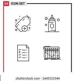 4 Iconos generales para diseño de sitios web, aplicaciones impresas y móviles. 4 Símbolos de esquema Señales aisladas en fondo blanco. Paquete de 4 iconos.