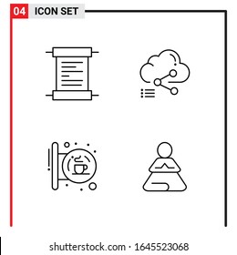 4 General Icons for website design print and mobile apps. 4 Outline Symbols Signs Isolated on White Background. 4 Icon Pack.