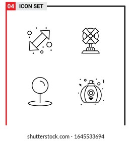 4 General Icons for website design print and mobile apps. 4 Outline Symbols Signs Isolated on White Background. 4 Icon Pack.