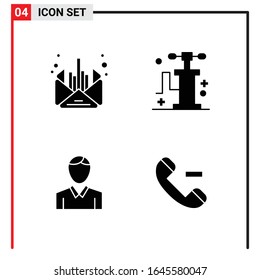 4 Allgemeine Symbole für Webdesign-Druck und mobile Apps. 4 Glyphische Symbole Zeichen einzeln auf weißem Hintergrund. 4 Icon Pack.