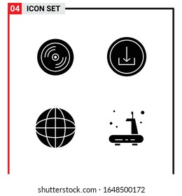 4 General Icons for website design print and mobile apps. 4 Glyph Symbols Signs Isolated on White Background. 4 Icon Pack.