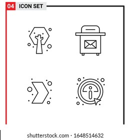 4 General Icons for website design print and mobile apps. 4 Outline Symbols Signs Isolated on White Background. 4 Icon Pack.