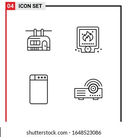4 Iconos generales para diseño de sitios web, aplicaciones impresas y móviles. 4 Símbolos de esquema Señales aisladas en fondo blanco. Paquete de 4 iconos.