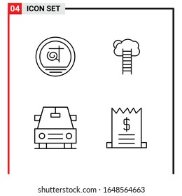 4 Iconos generales para diseño de sitios web, aplicaciones impresas y móviles. 4 Símbolos de esquema Señales aisladas en fondo blanco. Paquete de 4 iconos.