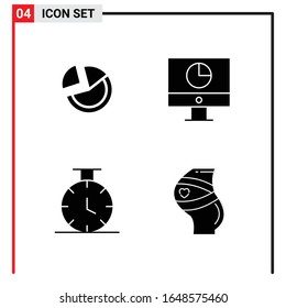 4 General Icons for website design print and mobile apps. 4 Glyph Symbols Signs Isolated on White Background. 4 Icon Pack.