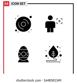4 General Icons for website design print and mobile apps. 4 Glyph Symbols Signs Isolated on White Background. 4 Icon Pack.