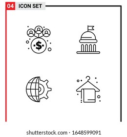 4 Iconos generales para diseño de sitios web, aplicaciones impresas y móviles. 4 Símbolos de esquema Señales aisladas en fondo blanco. Paquete de 4 iconos.