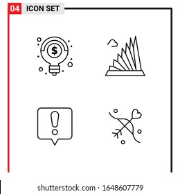 4 General Icons for website design print and mobile apps. 4 Outline Symbols Signs Isolated on White Background. 4 Icon Pack.