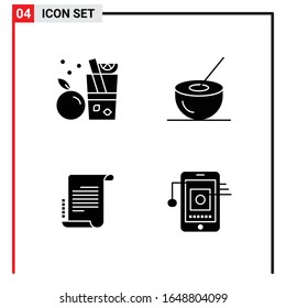 4 Allgemeine Symbole für Webdesign-Druck und mobile Apps. 4 Glyphische Symbole Zeichen einzeln auf weißem Hintergrund. 4 Icon Pack.