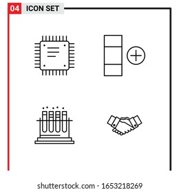 4 General Icons for website design print and mobile apps. 4 Outline Symbols Signs Isolated on White Background. 4 Icon Pack.