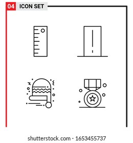 4 General Icons for website design print and mobile apps. 4 Outline Symbols Signs Isolated on White Background. 4 Icon Pack.