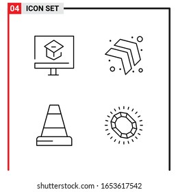 4 General Icons for website design print and mobile apps. 4 Outline Symbols Signs Isolated on White Background. 4 Icon Pack.