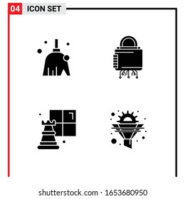 4 Allgemeine Symbole für Webdesign-Druck und mobile Apps. 4 Glyphische Symbole Zeichen einzeln auf weißem Hintergrund. 4 Icon Pack.