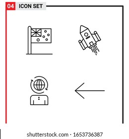 4 General Icons for website design print and mobile apps. 4 Outline Symbols Signs Isolated on White Background. 4 Icon Pack.
