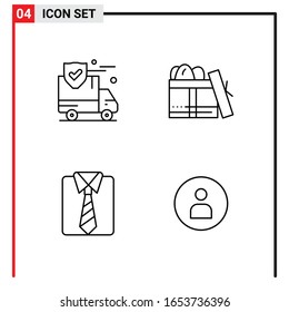 4 General Icons for website design print and mobile apps. 4 Outline Symbols Signs Isolated on White Background. 4 Icon Pack.
