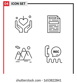 4 General Icons for website design print and mobile apps. 4 Outline Symbols Signs Isolated on White Background. 4 Icon Pack.