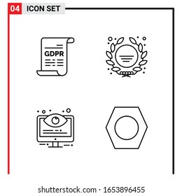 4 Allgemeine Symbole für Webdesign-Druck und mobile Apps. 4 Symbole in Umrissen einzeln auf weißem Hintergrund. 4 Icon Pack.