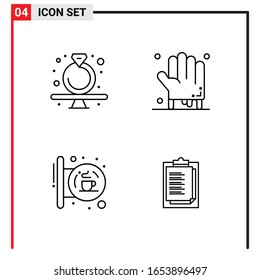 4 Iconos generales para diseño de sitios web, aplicaciones impresas y móviles. 4 Símbolos de esquema Señales aisladas en fondo blanco. Paquete de 4 iconos.