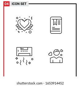 4 Iconos generales para diseño de sitios web, aplicaciones impresas y móviles. 4 Símbolos de esquema Señales aisladas en fondo blanco. Paquete de 4 iconos.