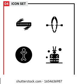 4 Iconos generales para diseño de sitios web, aplicaciones impresas y móviles. 4 Símbolos de glifo carteles aislados en fondo blanco. Paquete de 4 iconos.