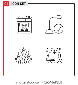 4 General Icons for website design print and mobile apps. 4 Outline Symbols Signs Isolated on White Background. 4 Icon Pack.