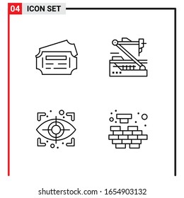 4 Iconos generales para diseño de sitios web, aplicaciones impresas y móviles. 4 Símbolos de esquema Señales aisladas en fondo blanco. Paquete de 4 iconos.
