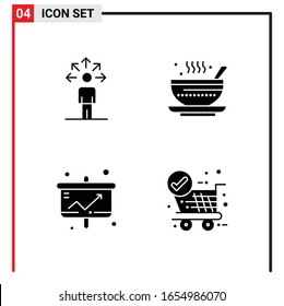 4 General Icons for website design print and mobile apps. 4 Glyph Symbols Signs Isolated on White Background. 4 Icon Pack.