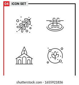 4 General Icons for website design print and mobile apps. 4 Outline Symbols Signs Isolated on White Background. 4 Icon Pack.