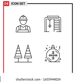 4 General Icons for website design print and mobile apps. 4 Outline Symbols Signs Isolated on White Background. 4 Icon Pack.
