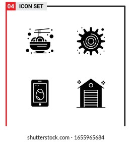 4 General Icons for website design print and mobile apps. 4 Glyph Symbols Signs Isolated on White Background. 4 Icon Pack.