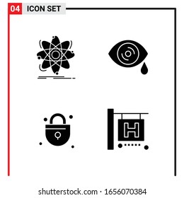 4 General Icons for website design print and mobile apps. 4 Glyph Symbols Signs Isolated on White Background. 4 Icon Pack.