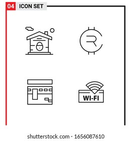 4 Iconos generales para diseño de sitios web, aplicaciones impresas y móviles. 4 Símbolos de esquema Señales aisladas en fondo blanco. Paquete de 4 iconos.