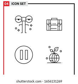 4 General Icons for website design print and mobile apps. 4 Outline Symbols Signs Isolated on White Background. 4 Icon Pack.