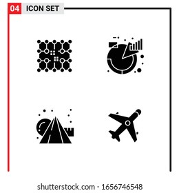4 General Icons for website design print and mobile apps. 4 Glyph Symbols Signs Isolated on White Background. 4 Icon Pack.