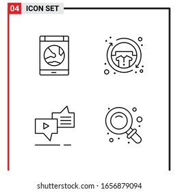 4 General Icons for website design print and mobile apps. 4 Outline Symbols Signs Isolated on White Background. 4 Icon Pack.