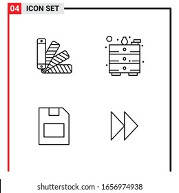 4 General Icons for website design print and mobile apps. 4 Outline Symbols Signs Isolated on White Background. 4 Icon Pack.