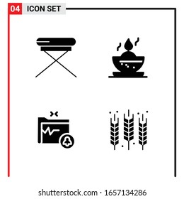 4 General Icons for website design print and mobile apps. 4 Glyph Symbols Signs Isolated on White Background. 4 Icon Pack.