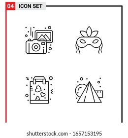 4 General Icons for website design print and mobile apps. 4 Outline Symbols Signs Isolated on White Background. 4 Icon Pack.