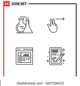 4 Iconos generales para diseño de sitios web, aplicaciones impresas y móviles. 4 Símbolos de esquema Señales aisladas en fondo blanco. Paquete de 4 iconos.