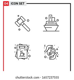 4 Iconos generales para diseño de sitios web, aplicaciones impresas y móviles. 4 Símbolos de esquema Señales aisladas en fondo blanco. Paquete de 4 iconos.