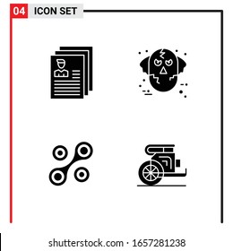 4 Allgemeine Symbole für Webdesign-Druck und mobile Apps. 4 Glyphische Symbole Zeichen einzeln auf weißem Hintergrund. 4 Icon Pack.