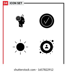 4 Iconos generales para diseño de sitios web, aplicaciones impresas y móviles. 4 Símbolos de glifo carteles aislados en fondo blanco. Paquete de 4 iconos.
