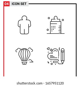 4 General Icons for website design print and mobile apps. 4 Outline Symbols Signs Isolated on White Background. 4 Icon Pack.