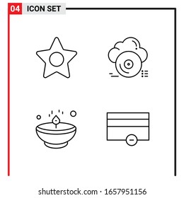 4 General Icons for website design print and mobile apps. 4 Outline Symbols Signs Isolated on White Background. 4 Icon Pack.