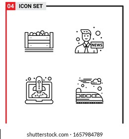 4 General Icons for website design print and mobile apps. 4 Outline Symbols Signs Isolated on White Background. 4 Icon Pack.