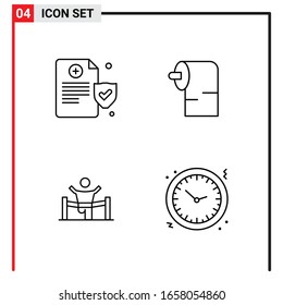 4 General Icons for website design print and mobile apps. 4 Outline Symbols Signs Isolated on White Background. 4 Icon Pack.