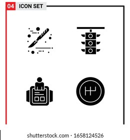 4 General Icons for website design print and mobile apps. 4 Glyph Symbols Signs Isolated on White Background. 4 Icon Pack.