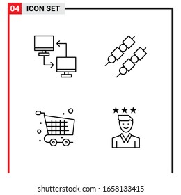 4 General Icons for website design print and mobile apps. 4 Outline Symbols Signs Isolated on White Background. 4 Icon Pack.